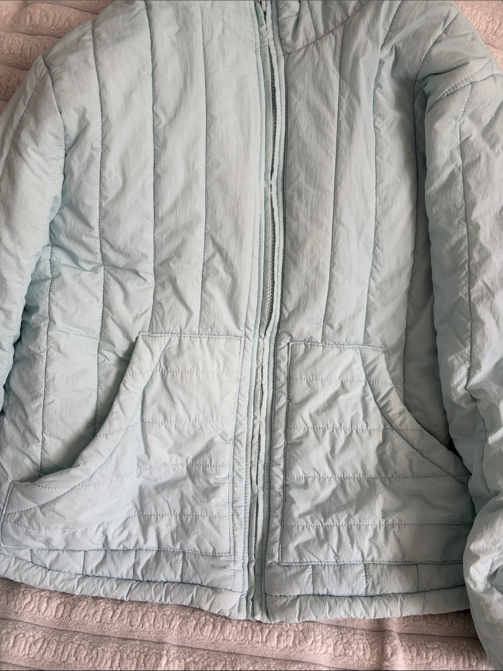 Light Blue Quilted Women's Jacket - Lightweight Puffer Coat